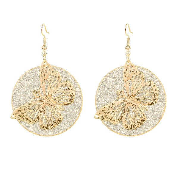 Wholesale Alloy Gold Plated Geometric Leaf Frosted Earrings For Women Simple Retro Style