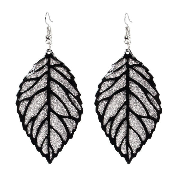 Wholesale Alloy Gold Plated Geometric Leaf Frosted Earrings For Women Simple Retro Style