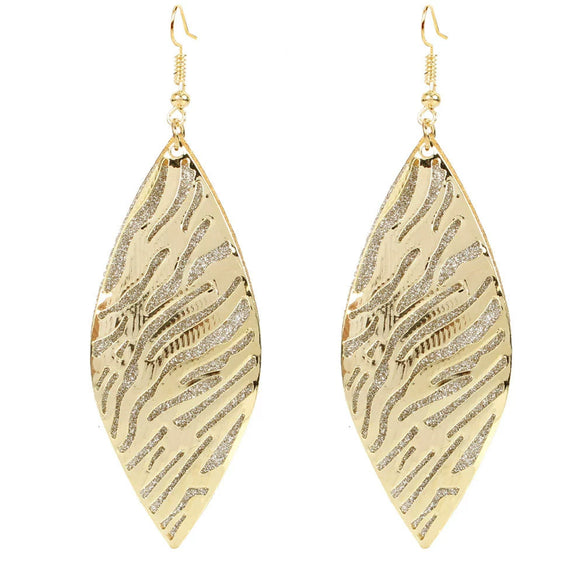 Wholesale Alloy Gold Plated Geometric Leaf Frosted Earrings For Women Simple Retro Style