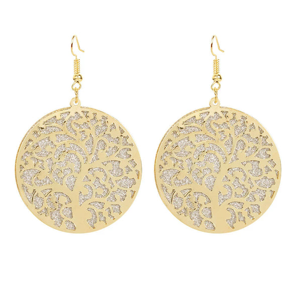 Wholesale Alloy Gold Plated Geometric Leaf Frosted Earrings For Women Simple Retro Style