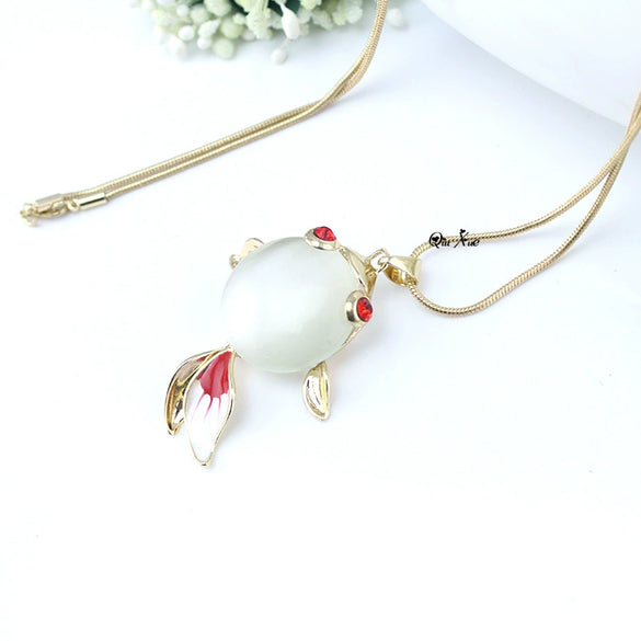 Wholesale Alloy Goldfish Pendant Necklace With O Chain Vintage Style Electroplated
