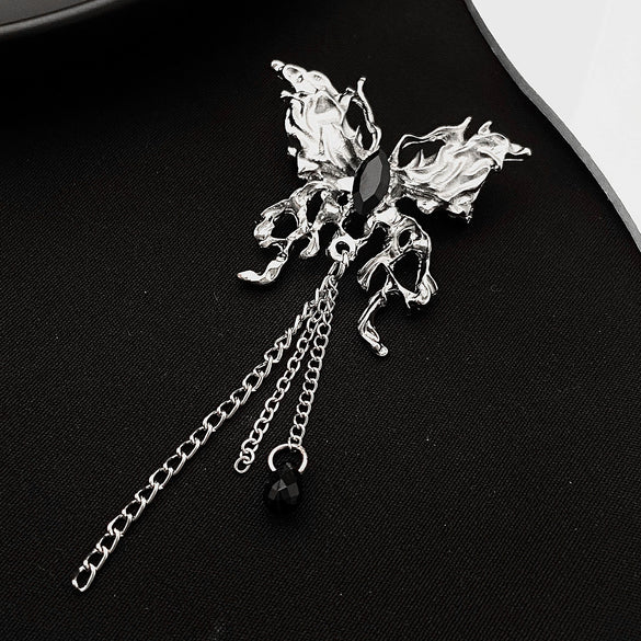 Wholesale Alloy Gothic Dark Animal Geometric Butterfly Tassel Dripping Oil Brooch For Women