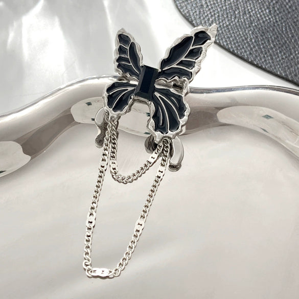 Wholesale Alloy Gothic Dark Animal Geometric Butterfly Tassel Dripping Oil Brooch For Women