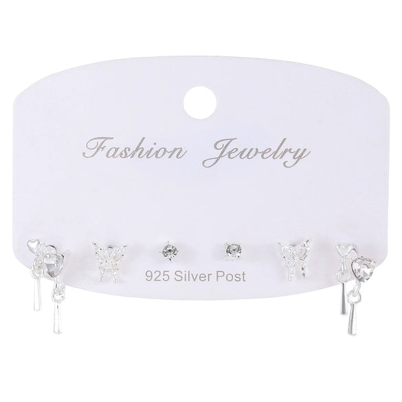Wholesale Alloy Gothic Fashion Electroplated Geometric Butterfly Rhinestone Heart Earrings For Women