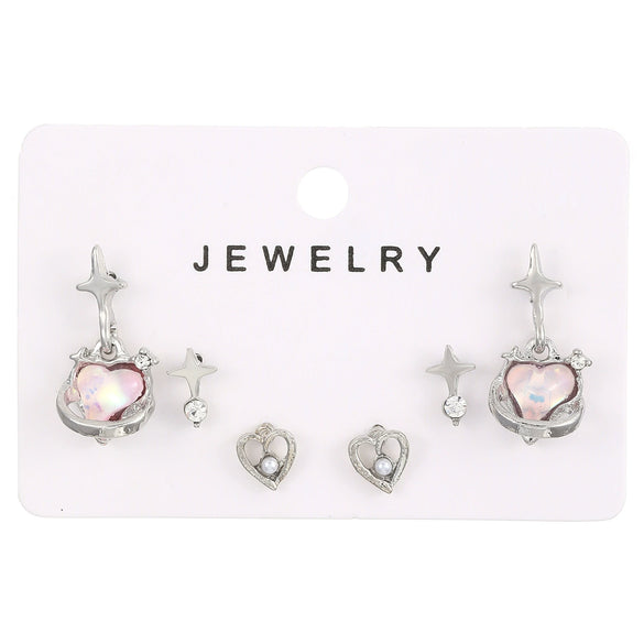Wholesale Alloy Gothic Fashion Electroplated Geometric Butterfly Rhinestone Heart Earrings For Women