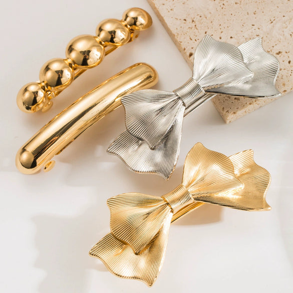 Wholesale Alloy Hair Clip Geometric Bow Electroplating Women's Hair Accessories