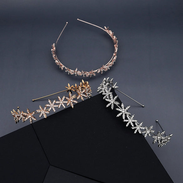 Wholesale Alloy Hairband For Women With Stars Rhinestone Pattern And Electroplating Treatment Suitable For Daily Travel