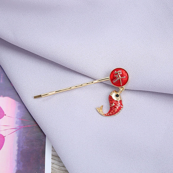 Wholesale Alloy Hairpin With Frosted Bow And Double Happiness Pattern Electroplated Baking Varnish For Women