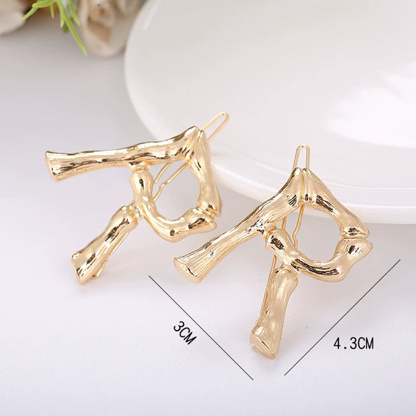 Wholesale Alloy Hairpin With Goldplated Letter And Plaid Pattern Popular Frog Clip Jewelry For Women