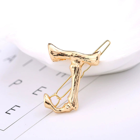 Wholesale Alloy Hairpin With Goldplated Letter And Plaid Pattern Popular Frog Clip Jewelry For Women