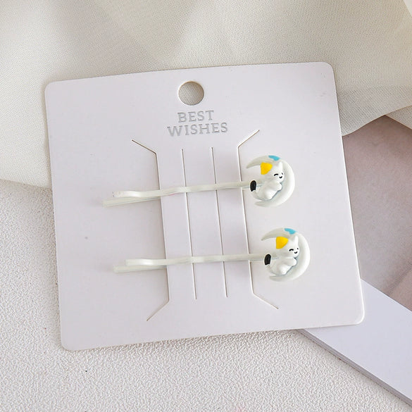 Wholesale Alloy Hairpin With New Moon And Cat Design Cartoon Style Set With Diamonds For Women