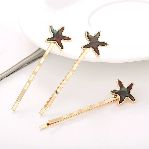 Wholesale Alloy Hairpin With Starfish Shell Design And Electroplating Treatment For Women