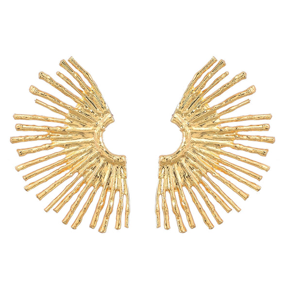 Wholesale Alloy Half Sunflower Women's Ear Jewelry With Electroplating And Vintage Metallic Style