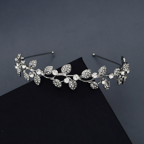 Wholesale Alloy Handmade Bride Leaf Headdress With Rhinestone Crown For Women