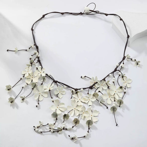 Wholesale Alloy Handmade Floral Multilayer Bohemian Style Women's Necklace With Snake Bone Chain
