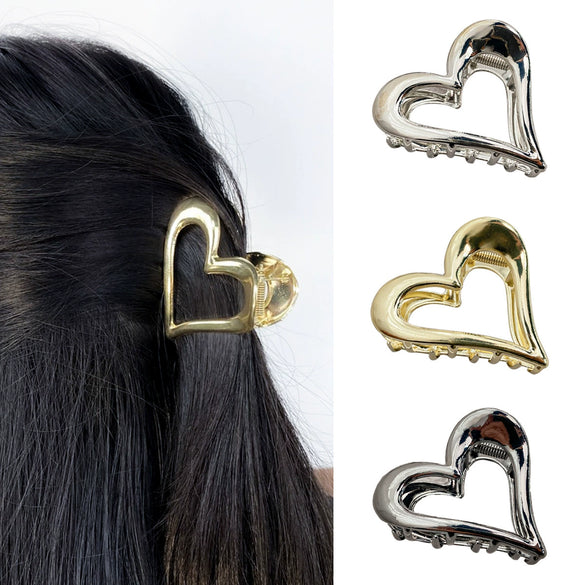 Wholesale Alloy Handmade Hollowout Love Shape Female Hair Shark Clip Hair Accessories