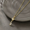 Wholesale Alloy Heart Key Necklace Pendant With Microinlaid Zircon Electroplating Geometric Light Luxury Style