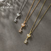 Wholesale Alloy Heart Key Necklace Pendant With Microinlaid Zircon Electroplating Geometric Light Luxury Style