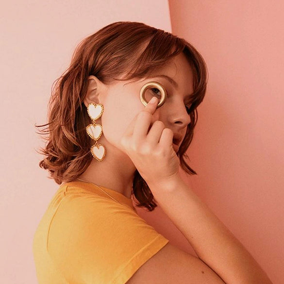 Wholesale Alloy Heart Pattern Dripping Oil Style Women's Earrings