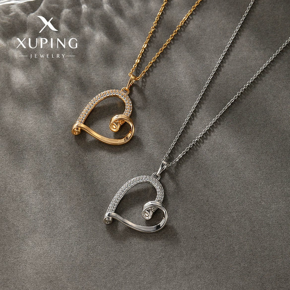 Wholesale Alloy Heart Shape Elegant Microinlaid Zircon Necklace Pendant With Electroplating