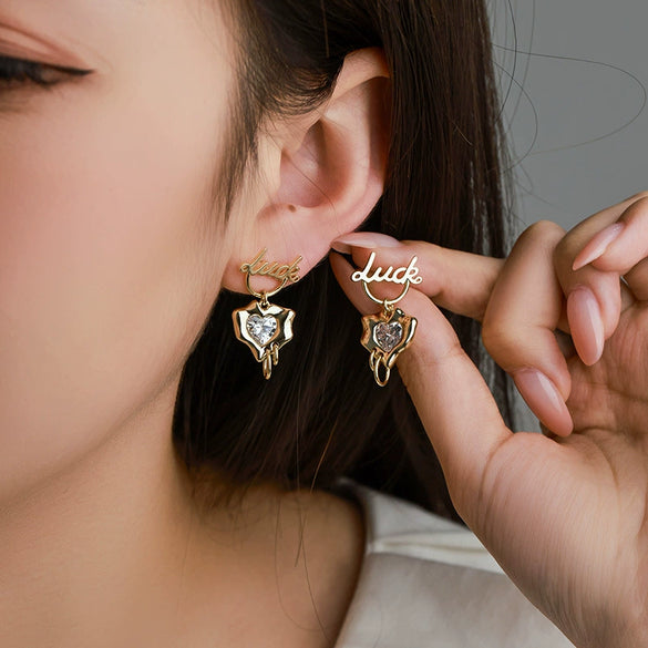 Wholesale Alloy Heart Shape Micropaved Zircon Women's Earrings