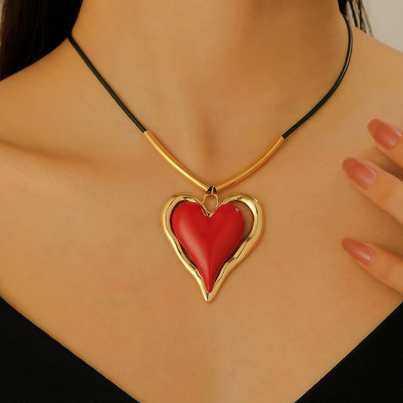 Wholesale Alloy Heart Shape Pendant Necklace Electroplating Hiphop Style For Women
