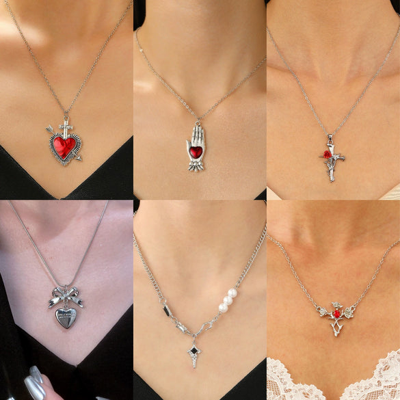 Wholesale Alloy Heart Shape Pendant Necklace For Women With Electroplating And Ins Style