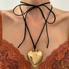 Wholesale Alloy Heart Shape Pendant Necklace With Thread Rope Chain And Electroplating Treatment