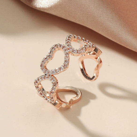 Wholesale Alloy Heart Shaped Electroplated Ring For Women And Unisex