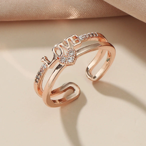 Wholesale Alloy Heart Shaped Electroplated Ring For Women And Unisex