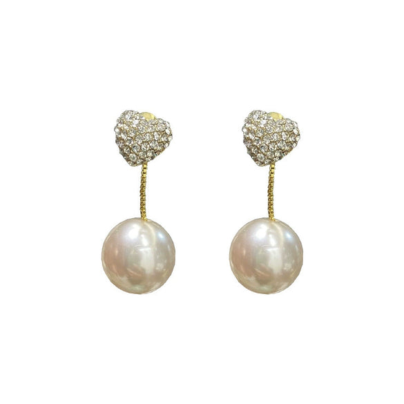 Wholesale Alloy Heart Tassel Pearl Stud Earrings For Women With Electroplating Design