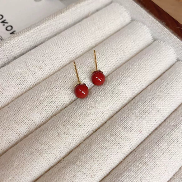 Wholesale Alloy High Sense Retro Geometric Electroplated Red Tassel Women's Earrings