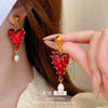 Wholesale Alloy High Sense Retro Geometric Electroplated Red Tassel Women's Earrings
