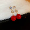 Wholesale Alloy High Sense Retro Geometric Electroplated Red Tassel Women's Earrings