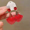 Wholesale Alloy High Sense Retro Geometric Electroplated Red Tassel Women's Earrings