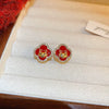 Wholesale Alloy High Sense Retro Geometric Electroplated Red Tassel Women's Earrings