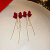 Wholesale Alloy High Sense Retro Geometric Electroplated Red Tassel Women's Earrings