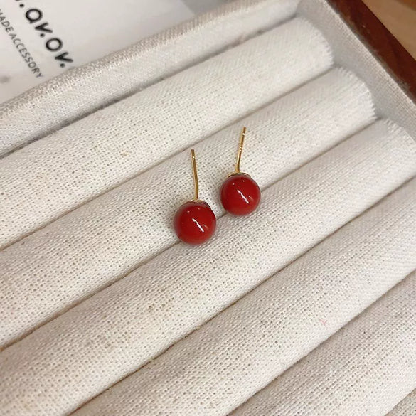 Wholesale Alloy High Sense Retro Geometric Electroplated Red Tassel Women's Earrings