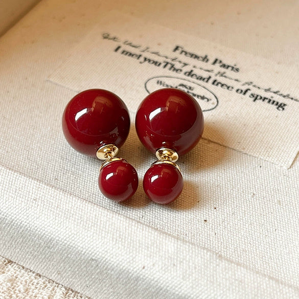 Wholesale Alloy High Sense Retro Geometric Electroplated Red Tassel Women's Earrings