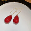 Wholesale Alloy High Sense Retro Geometric Electroplated Red Tassel Women's Earrings