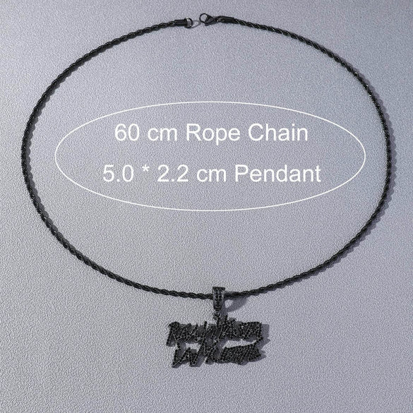 Wholesale Alloy Hip Hop Diamond Double Row Letter Pendant Necklace For Men