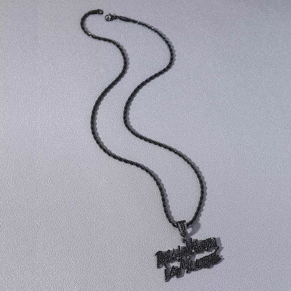 Wholesale Alloy Hip Hop Diamond Double Row Letter Pendant Necklace For Men