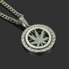 Wholesale Alloy Hip Hop Diamond Maple Leaf Turntable Rotatable Pendant Necklace For Men