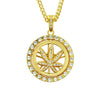 Wholesale Alloy Hip Hop Diamond Maple Leaf Turntable Rotatable Pendant Necklace For Men