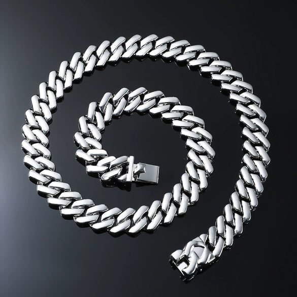 Wholesale Alloy Hip Hop Geometric Cuban Chain Necklace With Electroplating