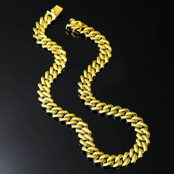 Wholesale Alloy Hip Hop Geometric Cuban Chain Necklace With Electroplating