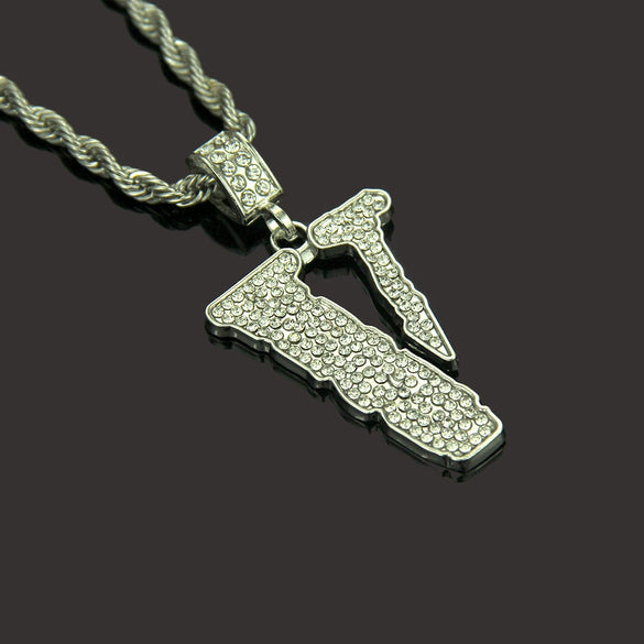 Wholesale Alloy Hip Hop Geometric Pendant Necklace With Electroplating Treatment And Twist Chain