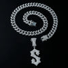 Wholesale Alloy Hip Hop Style Cuban Chain With English Letter S Pendant And Diamond Design Men's Necklace