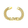 Wholesale Alloy Hip Hop Style Diamond Letter Love Cuban Chain Bracelet For Men