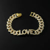 Wholesale Alloy Hip Hop Style Diamond Letter Love Cuban Chain Bracelet For Men